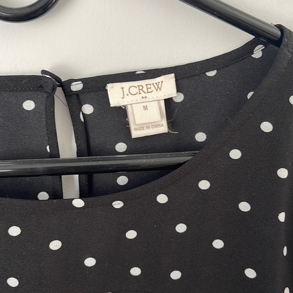 J.Crew Factory Crewneck women’s blouse - black with white polka dots - Picture 2 of 6